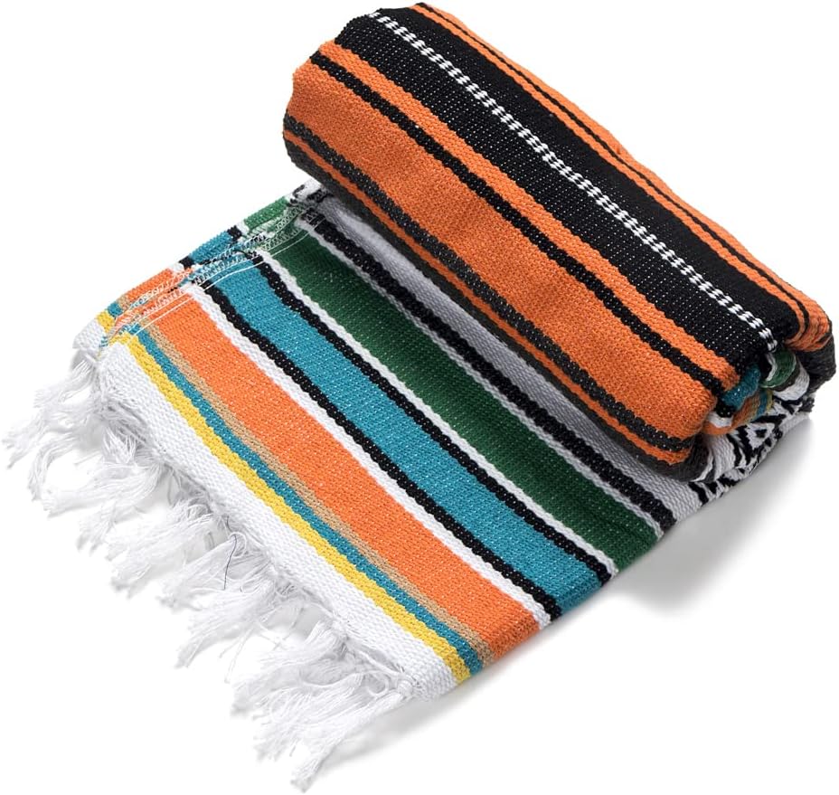 Airooglee 69" L x 51" W Large Mexican Blanket - Perfect as Yoga Outdoor Beach Serape Picnic Camping Woven Blanket, Boho Home Décor - Red