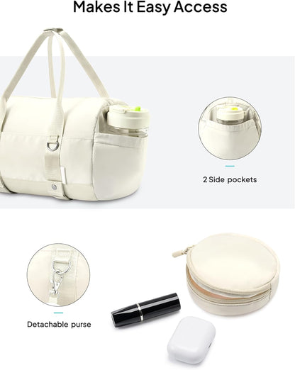 TOPEAST Small Gym Bag for Women, Mini Sports Yoga Bag Gym Tote Bag with Yoga Mat Holder, Small Sports Duffle Bag with Water Bottle Pocket & Wet Pocket for Travel Dance Workout, Black