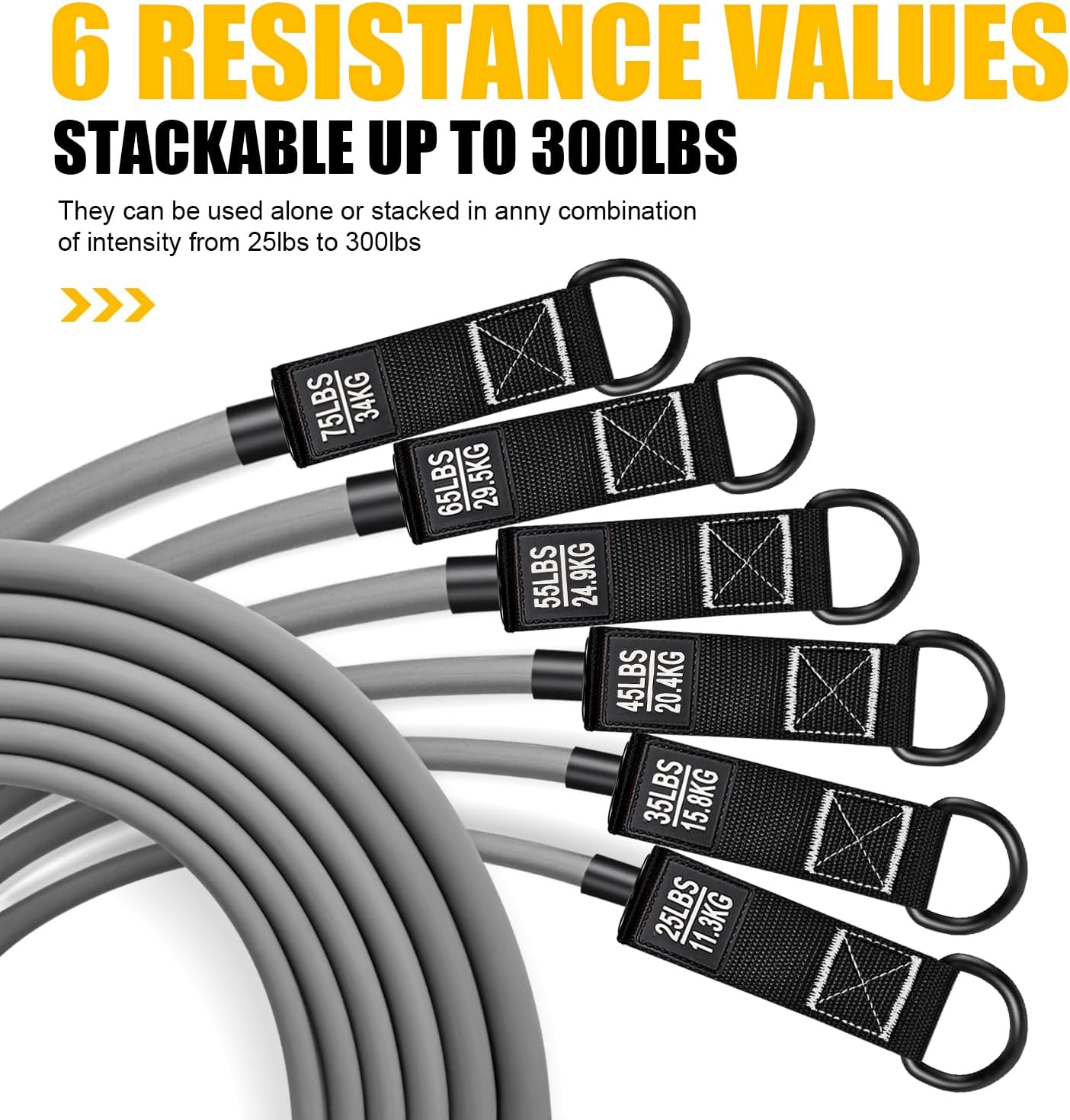 HPYGN Heavy Resistance Bands, 300LBS Exercise Bands for Working Out, Fitness Bands with Handles, Workout Bands for Men, Weight Bands Set for Muscle Training, Strength, Slim, Yoga, Home Gym Equipment