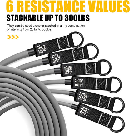 HPYGN Heavy Resistance Bands, 300LBS Exercise Bands for Working Out, Fitness Bands with Handles, Workout Bands for Men, Weight Bands Set for Muscle Training, Strength, Slim, Yoga, Home Gym Equipment