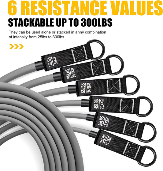 HPYGN Heavy Resistance Bands, 300LBS Exercise Bands for Working Out, Fitness Bands with Handles, Workout Bands for Men, Weight Bands Set for Muscle Training, Strength, Slim, Yoga, Home Gym Equipment
