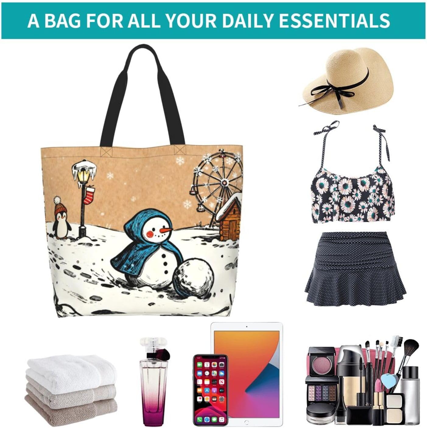 Tote Shoulder Bag Large Durable Reusable Eco-friendly Handbag Lightweight Stylish for Daily Use-19.7x15.7x5.9 Inch - Colors B