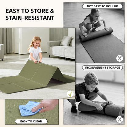 LVME Foldable Yoga Mat for Travel – 75"x31.5" Large POE Exercise Mat with Storage Pouch, Fits Suitcase & Backpack (16"x15"x3.5"),0.6cm Non-Slip Surface for Yoga, Pilates, Gym & Outdoor Workouts