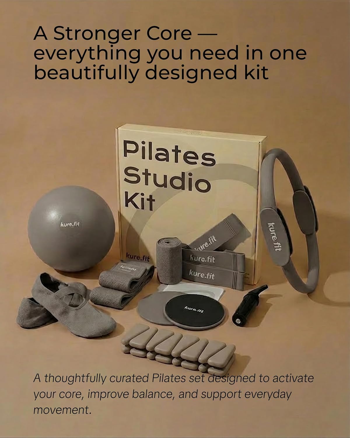 Pilates Kit for Women – Home Pilates Equipment Set with Ring, Ball & Resistance Bands | Pilates Starter Kit with Accessories in Gift Box