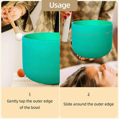 8 inch White C Note Root Chakra Quartz Crystal Singing Bowl, for Healing Mindfulness Meditation Yoga Sound Baths, with Rubber Mallet O-ring