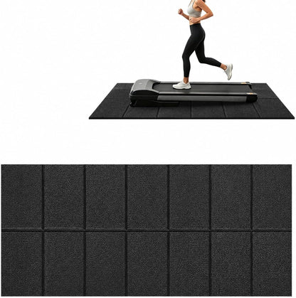 Treadmill Mat,70"x32",6mm Thickness Foldable Exercise Equipment Mat for Carpet Hardwood Floors, Compatible with Walking Pad,Spin Bike,Elliptical Trainer,Rowing Machine