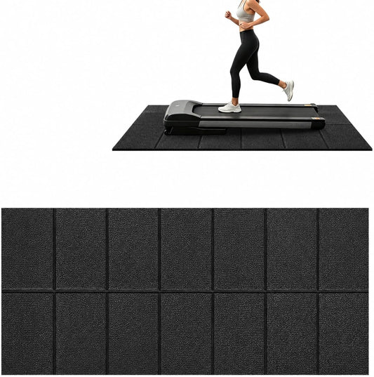 Treadmill Mat,70"x32",6mm Thickness Foldable Exercise Equipment Mat for Carpet Hardwood Floors, Compatible with Walking Pad,Spin Bike,Elliptical Trainer,Rowing Machine
