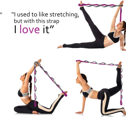 SANKUU Yoga Straps Stretching Strap with 12 Loops Workout Poster, Straps for Stretching Physical Therapy Equipment Long Stretch Out Bands for Exercise, Pilates and Gymnastics for Women Men