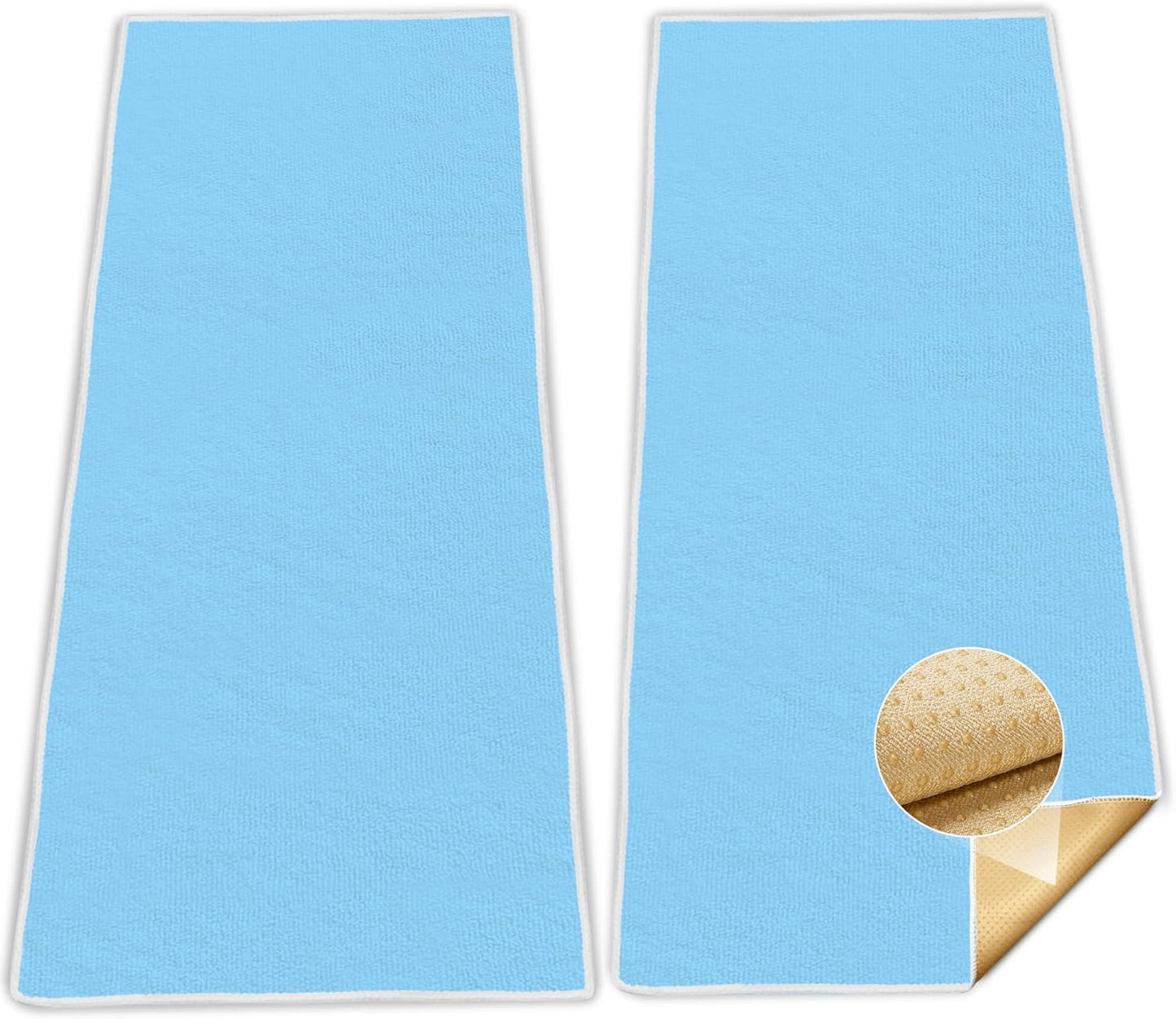 Hot Yoga Towel Non-Slip, 2 Pack Thick & Soft Yoga Mat Towel, Sweat Absorbent, with Grip Dot, 72" x 27", Yoga Towel for Hot Yoga, Pilates, Fitness and Gym Workouts, Light Pink