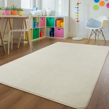 Andecor Shag Living Room Area Rug, 6x9 Cream White Washable Fuzzy Bedroom Rugs, Soft Fluffy Indoor Carpets for Dorm Boys Girls Kids Room Nursery Home Decorations
