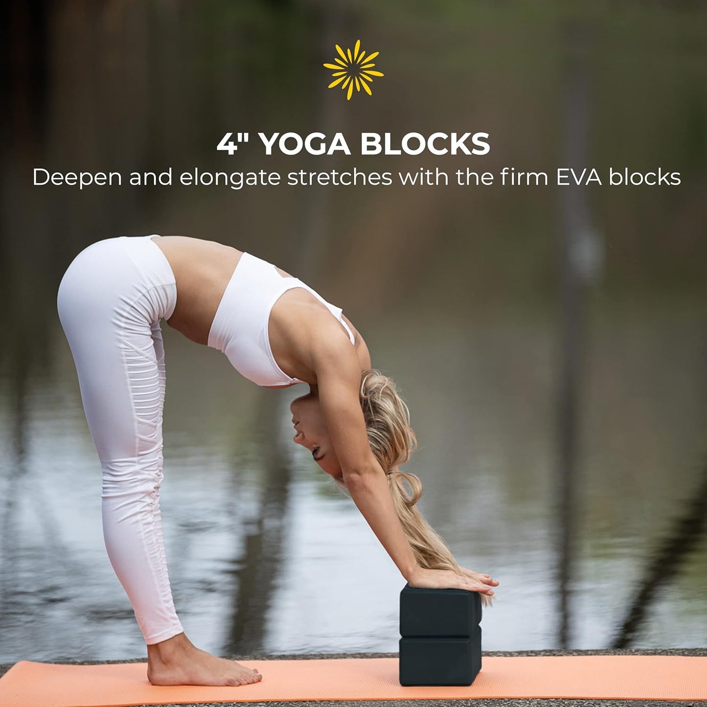 Sunshine Yoga 6-Pack Restorative Yoga Kit, 1 Yoga Bolster (24" x 12" x 6"), 2 Yoga Blocks (4" x 6" x 9"), 1 6ft D-Ring Yoga Strap, 1 Mexican Yoga Blanket, and 1 Unscented Sateen Eye Pillow