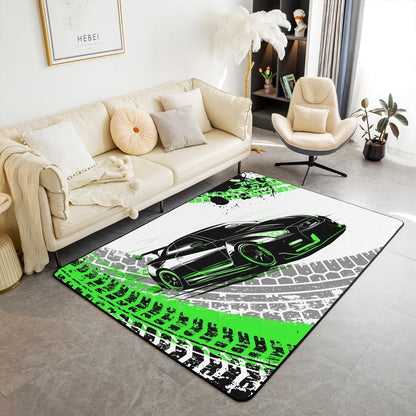 Feelyou Dirt Bike Area Rug 3x5 Kids Extreme Sports Green Honeycomb Living Room Rugs for Bedroom Boys Girls Teens Racing Motocross Rider Decorative Carpet Rug Non-Slip Motorcycle Indoor Floor Mat