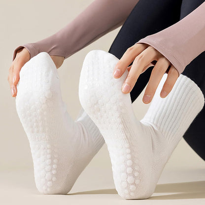 Tergy 8 Pairs Long Yoga Socks with Grip for Women Anti Skid Gripper Socks No Slip Socks for Pilates, Barre, Dance,Yoga