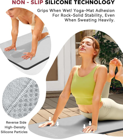 HAPBEAR Hot Yoga Towel with Non-Slip Grip Dots, Super-Absorbent Microfiber Yoga Mat Towel for Sweaty Bikram, Pilates and Studio Workouts - Grey