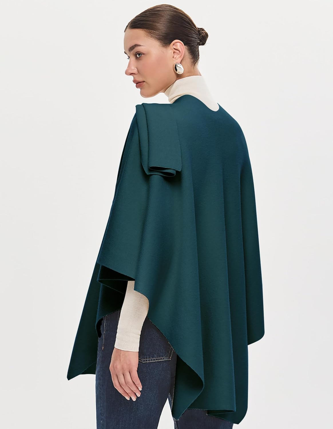 PULI Womens Large Cross Front Poncho Sweater Wrap Topper Knitted Elegant Shawls Cape for Fall Winter