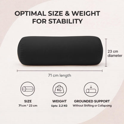 Yogikuti Iyengar Yoga Bolster for Restorative Yoga and Meditation – Lightweight Cotton Support Pillow with Handle for Easy Carry, Versatile for Pose Modification, Balance, Back Relief, and Relaxation