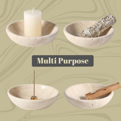 Koville Natural Marble Incense Holder, Incense Holder for Sticks with 9 Holes, Handmade Incense Burner Ash Catcher for Meditation Yoga SPA, Balsam Fir/Palo Santo/Sage/Cone (RoyalBeige)