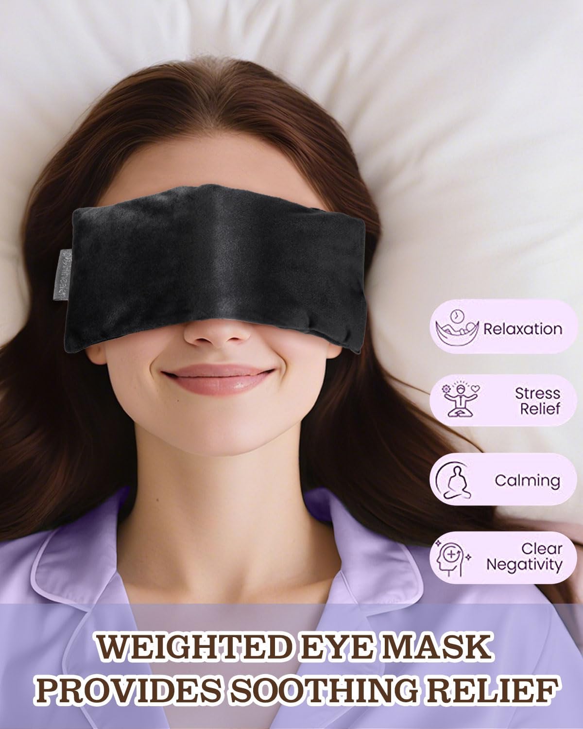 Lavender Eye Pillow for Relaxation, Yoga, Sleep – Weighted Eye Mask for Headache, Sinus, Aromatherapy Moist Heat Compress, Meditation Accessory, Relaxation Gift for Women (Purple)