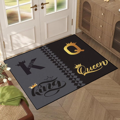 5' X 7' Queen and King Rug Black Grey Area Rugs Dining Living Room Bedroom Kitchen Office Yoga Room Washable Floor Mat Doormats Throw Rug Carpet Room Decor