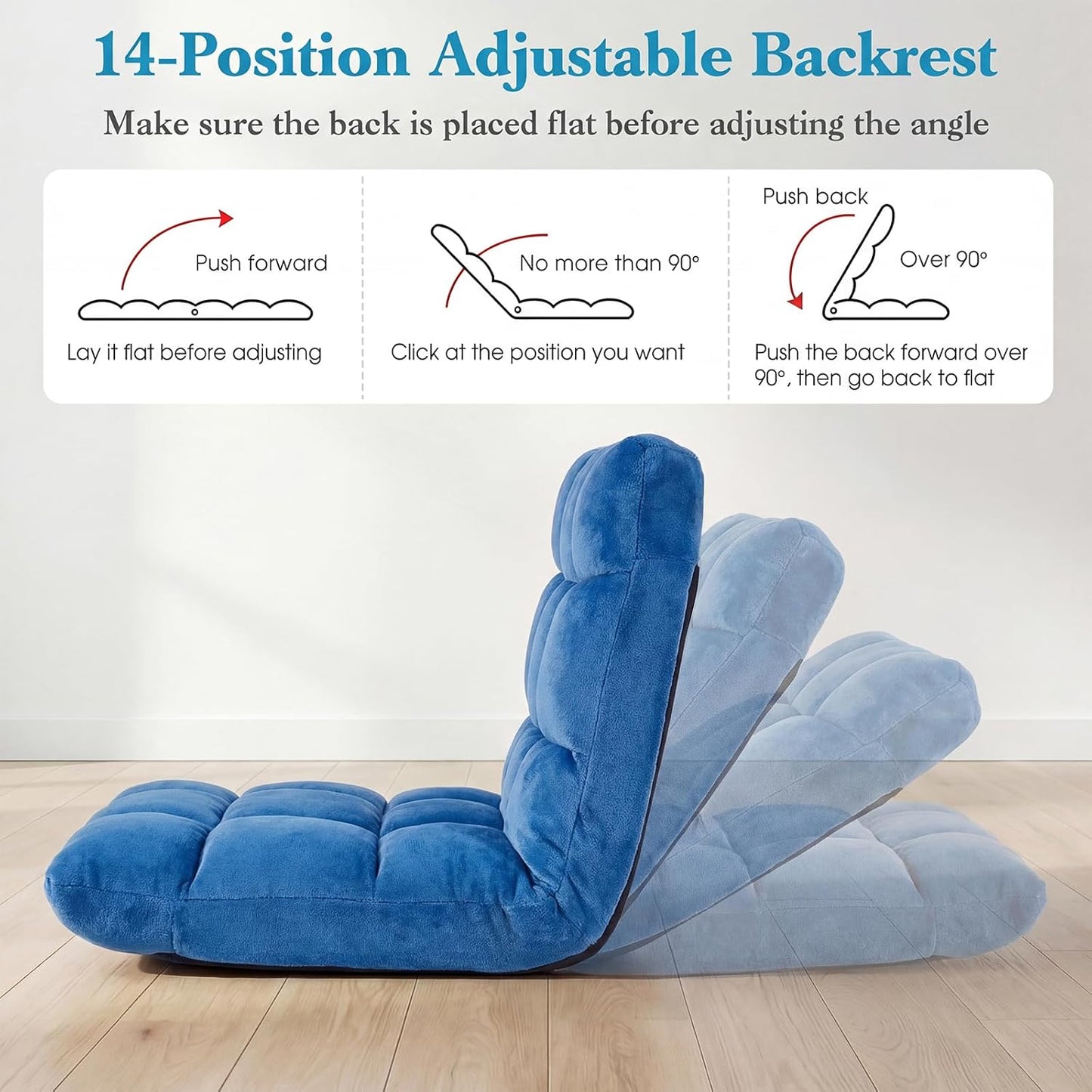 Giantex Folding Floor Chair with Back Support, 14 Adjustable Position, Padded Sleeper Bed, Couch Recliner, Gaming Floor Chairs for Adults, Meditation, Living Room (TAN)