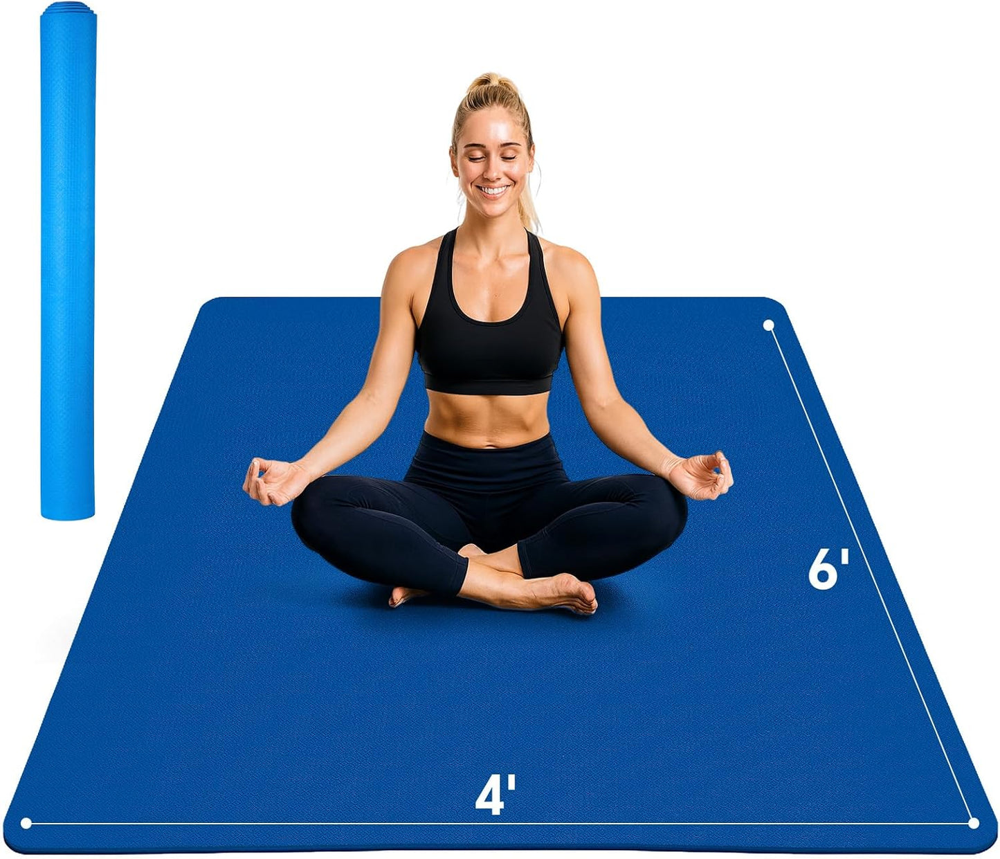 Stepwaver Extra Large Yoga Mat 6'x4'(1/3" & 1/4" Thick), Non-Slip, Ultra Durable, Wide Workout Mat, Wide Exercise Mats for Home Workouts, Yoga, Pilates, Stretching (Barefoot Exercise)