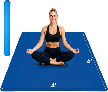 Stepwaver Extra Large Yoga Mat 6'x4'(1/3" & 1/4" Thick), Non-Slip, Ultra Durable, Wide Workout Mat, Wide Exercise Mats for Home Workouts, Yoga, Pilates, Stretching (Barefoot Exercise)