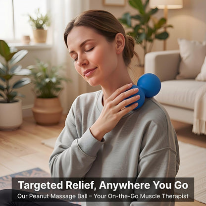 Blue Peanut Massage Ball Double Lacrosse Ball for Myofascial Release Deep Tissue Massage Tool for Trigger Point Therapy Relieve Muscle Pain in Neck Back Shoulders Hips & Legs Lightweight