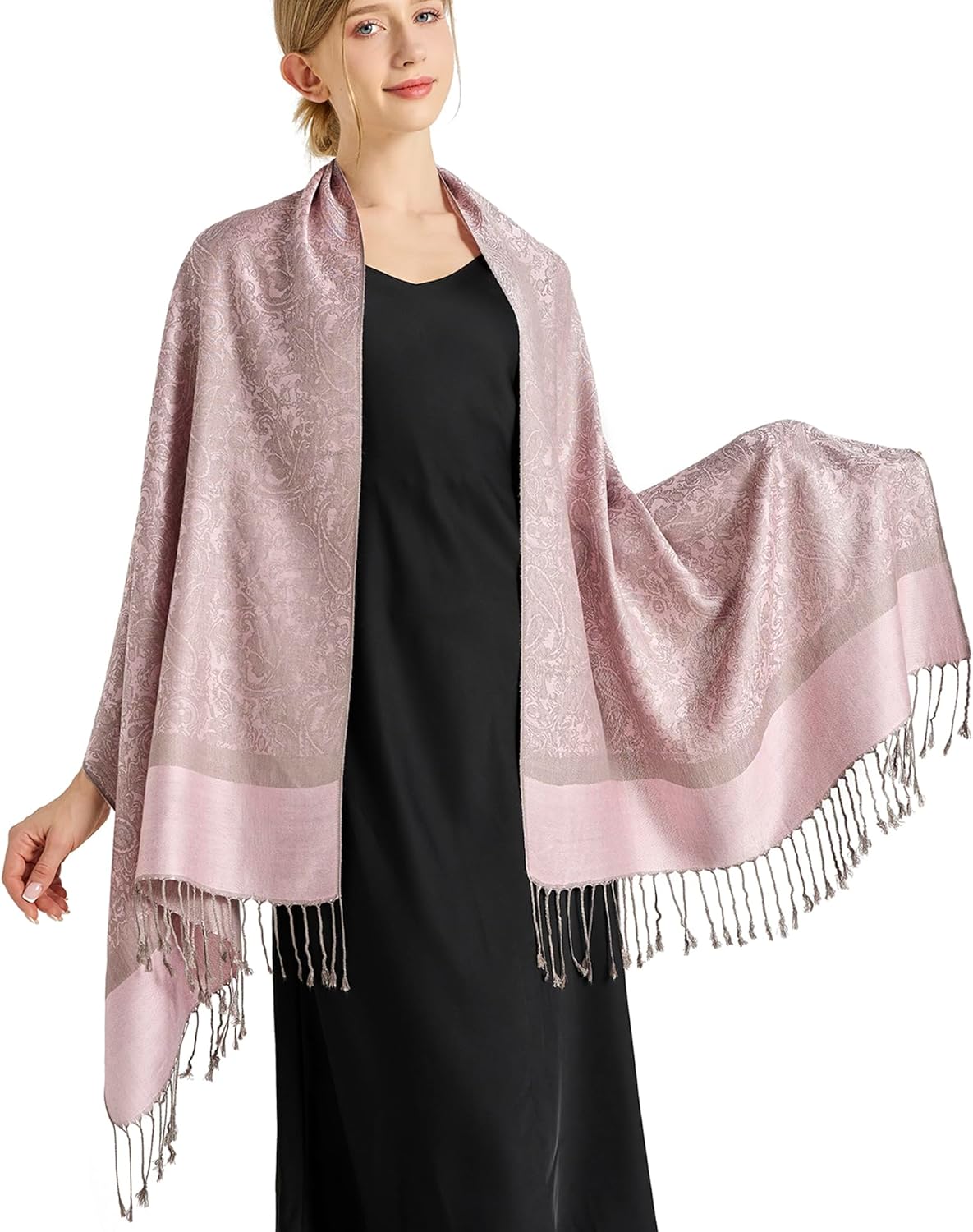 vimate Silky Paisley Pashmina Shawl Scarf-Women's Soft Double-side Jacquard Pashminas Wrap for Evening Dress Travel Shawl