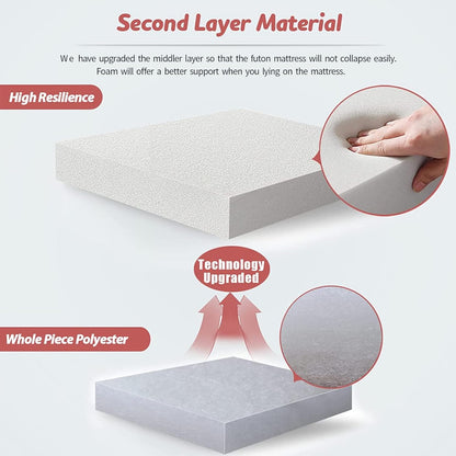 MAXYOYO Bohemian Retro Mattress Boho Floral Japanese Futon Mattress Tatami Floor Mat Foldable Portable Camping, Sleeping Pad, Lounger Couch Bed Full Size