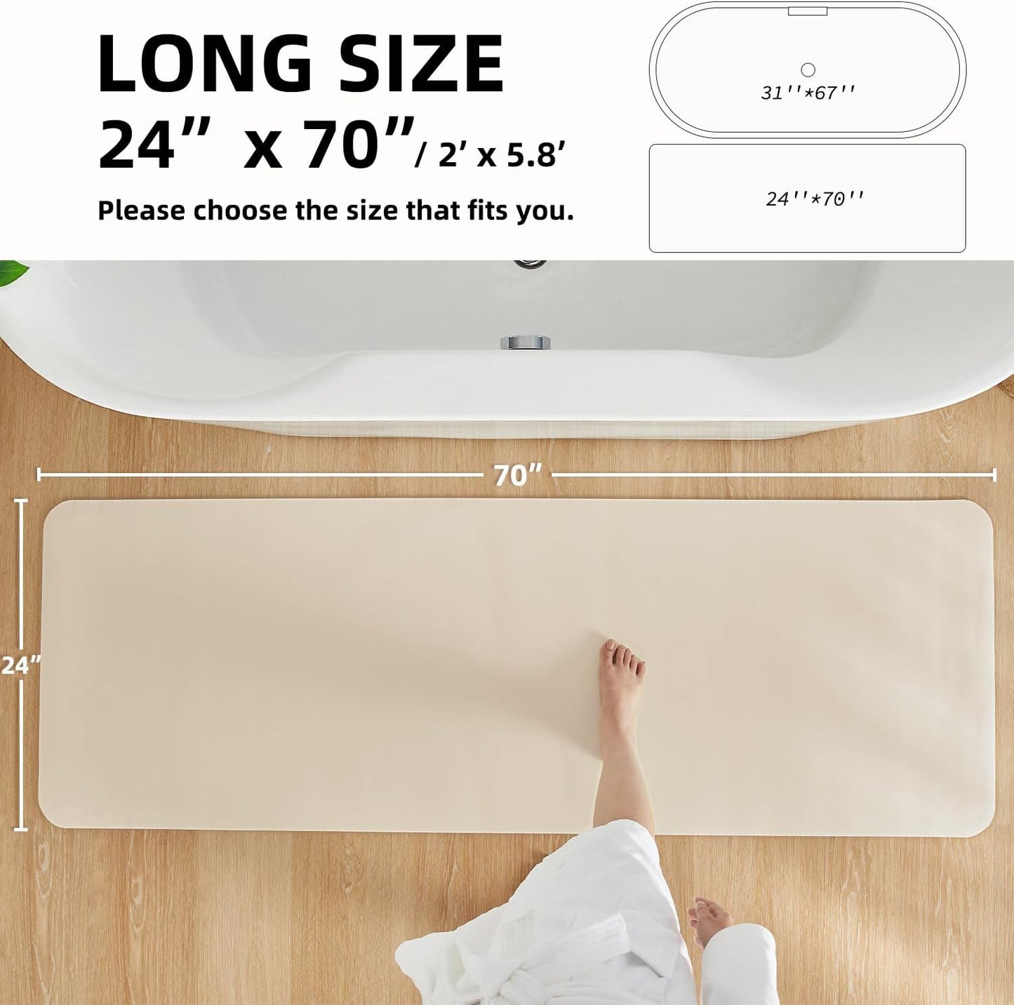 TYUU Bath Mat, Bathroom Rugs Non Slip Washable Thin Absorbent Quick Dry Bath Mat Fits Under Door Bathroom Floor Mat Perfect for Bath, Shower, or Sink 24"x36" Dark Grey
