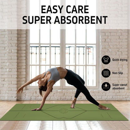 Hot Yoga Mat Towel with Corner Pockets Yoga Towels for Hot Yoga Non Slip with Travel Bag Sweat Absorbent Yoga Blankets Mat Cover for Workout Gym 70"x26" (Mountain-01, 70x26)