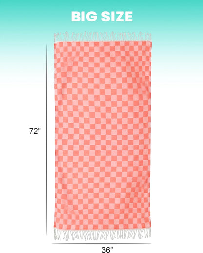 2 Packs Checkered Plaid Yoga Blanket Turkish Towel Extra Large Meditation Supplies Mat Cover Beach Blanket Women Birthday Gift for Mom Wife Sister Girlfriend Mother Adult Friend Husband Son Daughter
