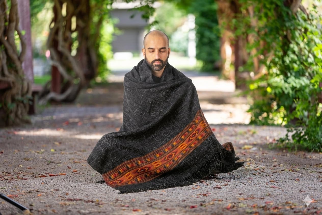 Meditation Shawl or Blanket, Exotic Shawl/Wrap, Oversize Scarf or Stole. Unisex
