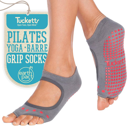 Tucketts Allegro Toeless Pilates Socks with Grips for Women, Non-Slip Open-Toe Grip Socks, Yoga, Barre, Dance, Reformer, Home