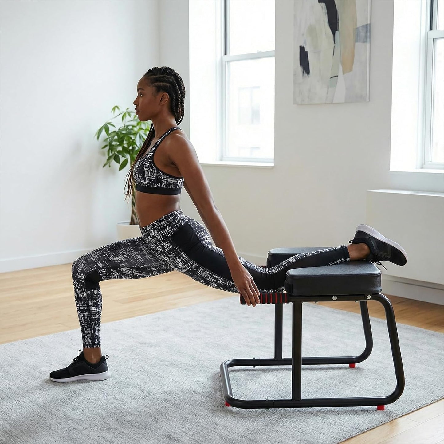 Yoga Headstand Bench with Double Armrests, U-Shaped Inversion Chair for Handstand Training, 400LB Capacity Non-Slip Headstand Trainer Stool for Home Gym Physical Therapy Posture Support