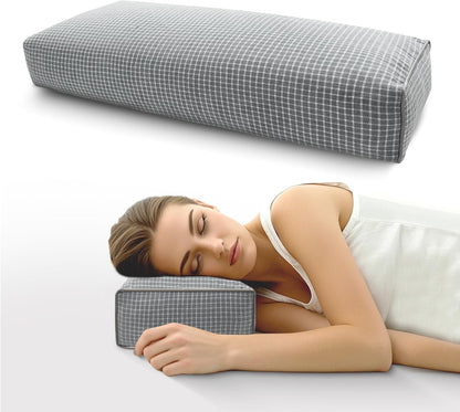 Adjustable Buckwheat Hull Pillow for Neck Pain Relief (21x8x4in) Natural Cooling Cervical Support Organic Pillow for Side & Back Sleepers with Night Sweats (Grey)