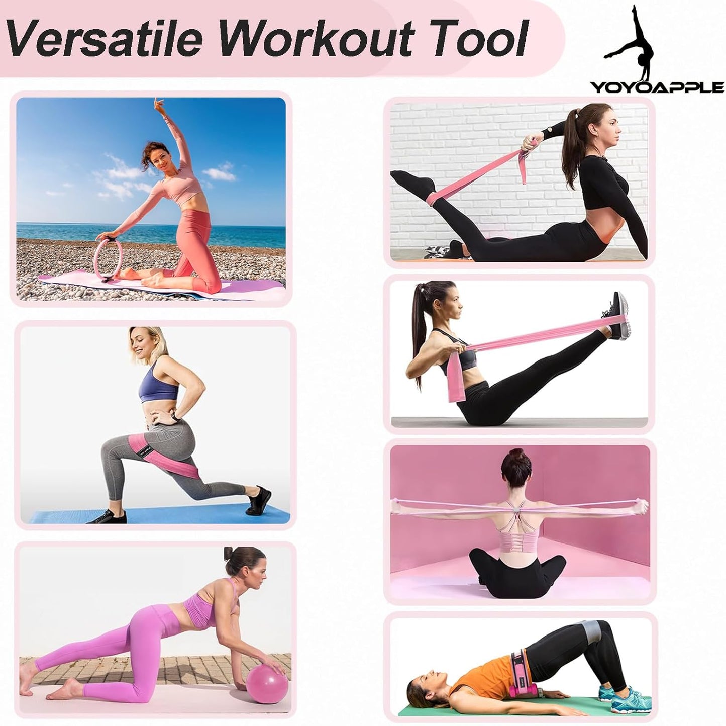at Home Pilates Essentials Kit for Women,11pcs Pilates Kit for Home Workouts Women,Pilates Kit for Home Workouts Women,Pilates Ball and Ring Set,Pilates Accessories for Home Workouts