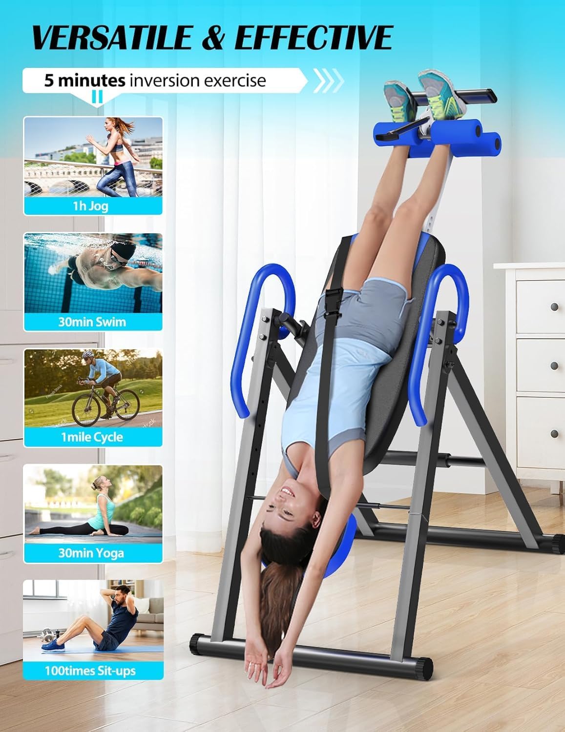 YOLEO Gravity Inversion Table for Back Pain Relief 2026 New Inversion Table w/Lumbar Support Easy to Assemble Back Stretcher Machine 300 lbs