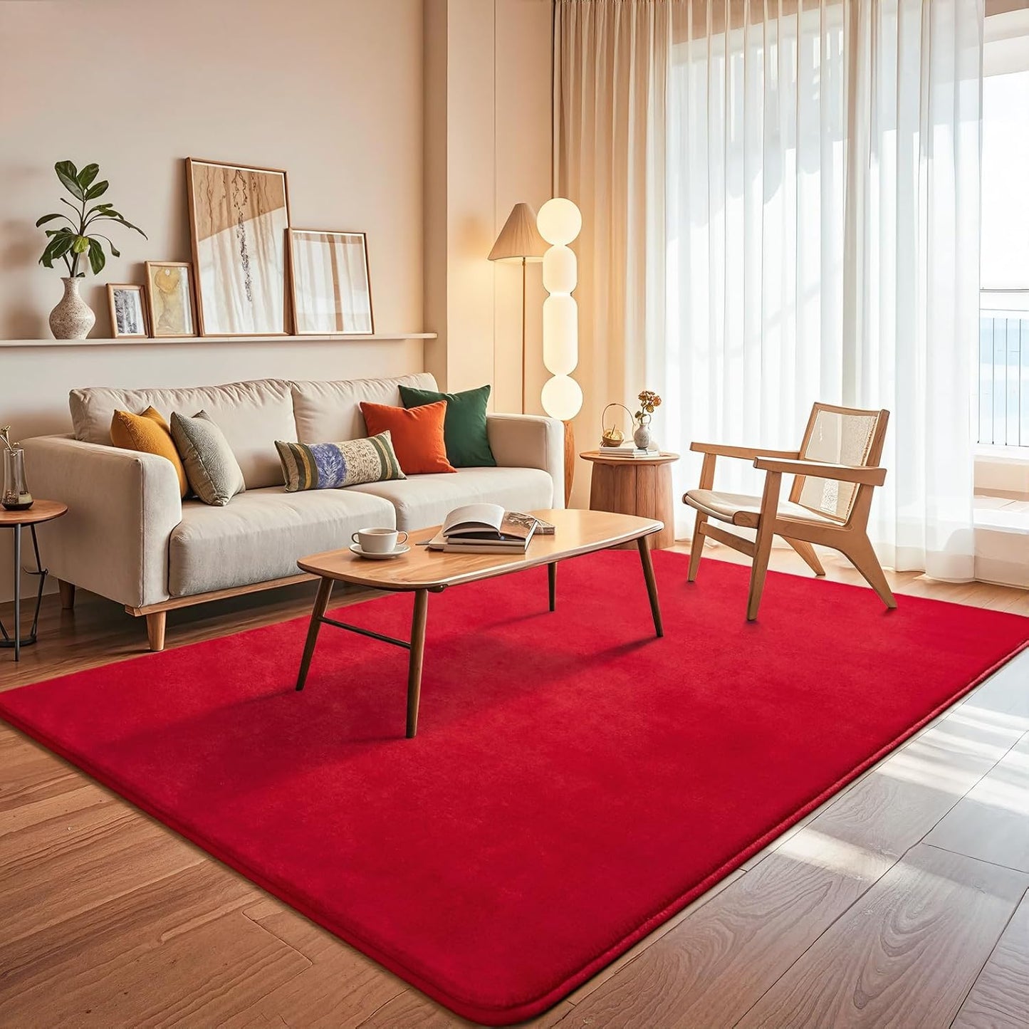 Andecor Shag Living Room Area Rug, 6x9 Cream White Washable Fuzzy Bedroom Rugs, Soft Fluffy Indoor Carpets for Dorm Boys Girls Kids Room Nursery Home Decorations