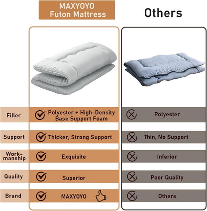 MAXYOYO Bohemian Retro Mattress Boho Floral Japanese Futon Mattress Tatami Floor Mat Foldable Portable Camping, Sleeping Pad, Lounger Couch Bed Full Size