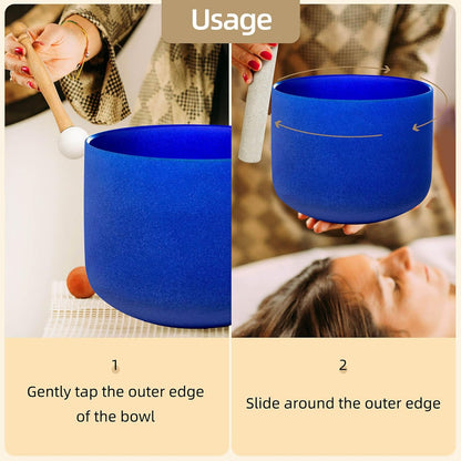 8 inch White C Note Root Chakra Quartz Crystal Singing Bowl, for Healing Mindfulness Meditation Yoga Sound Baths, with Rubber Mallet O-ring