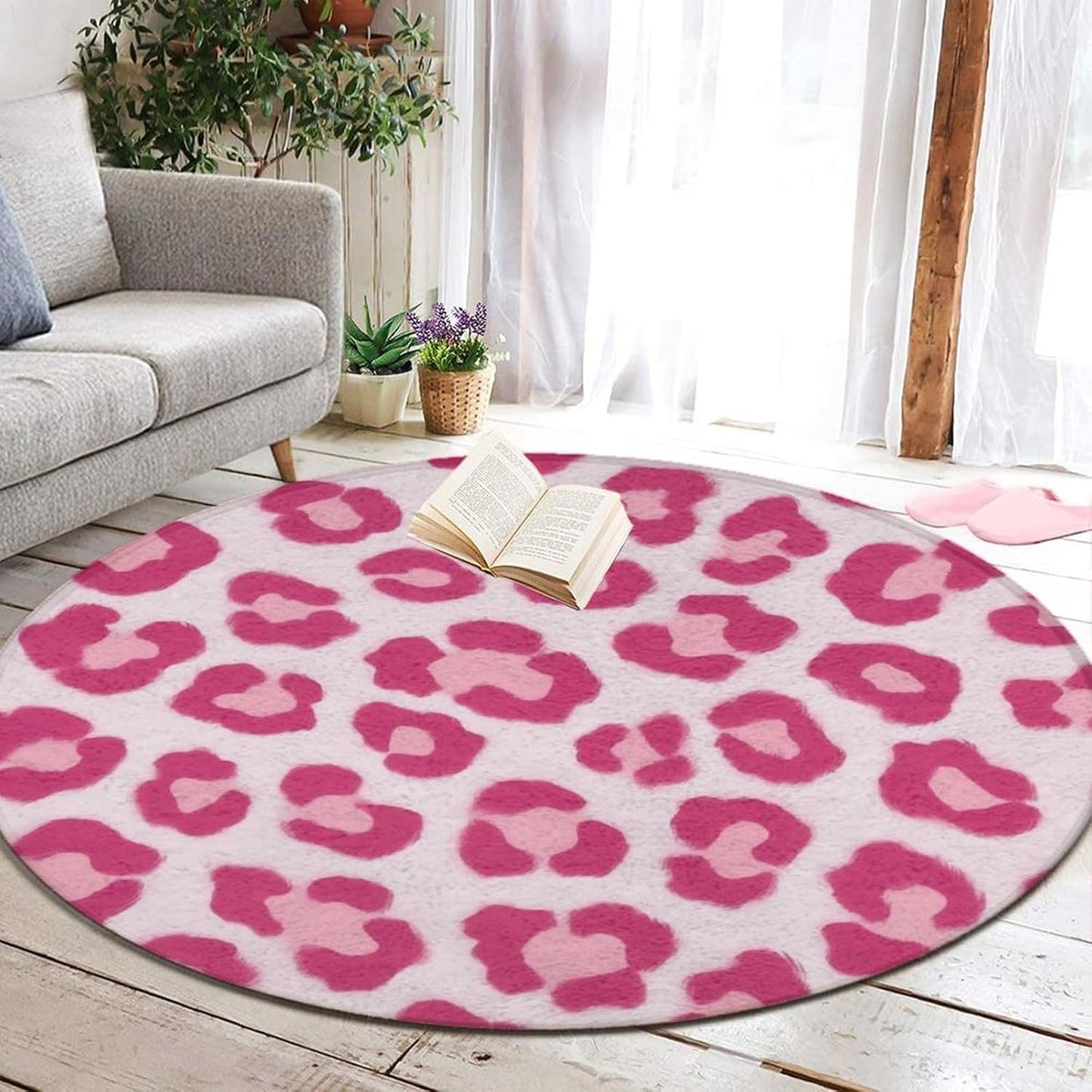 Soft Round Yoga Carpet, Office Chair Decor Round Mat for Carpet and Hardwood Floors Purple Butterfly