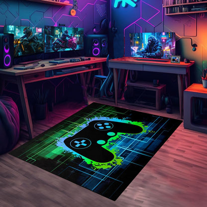 Video Game Rug - Gaming Themed Rug Gamepad Controller Area Rugs for Bedroom Gaming Carpet for Boys Game Carpet for Playrooms Bedroom Doormat Yoga Mats