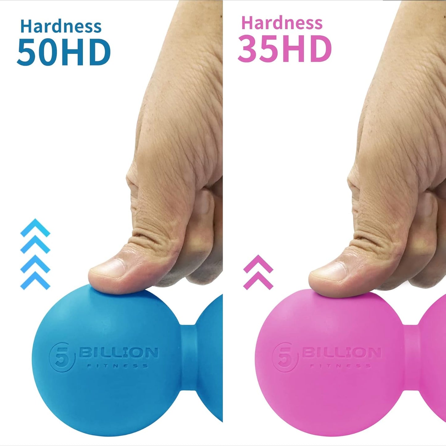 5BILLION FITNESS Peanut Massage Ball - Double Lacrosse Massage Ball & Mobility Ball for Physical Therapy - Deep Tissue Massage Tool for Myofascial Release, Muscle Relaxer, Acupoint Massage