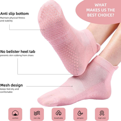 Acetin 4 Pairs Grip Socks Pilates Socks for Women