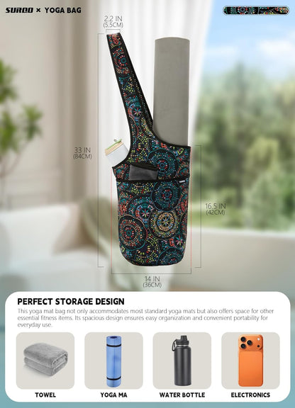 Yoga Mat Bag – Neoprene, Lightweight, Spacious Carrier, Large Zipper Pocket, Ideal for Gym Yoga & Fitness Mats