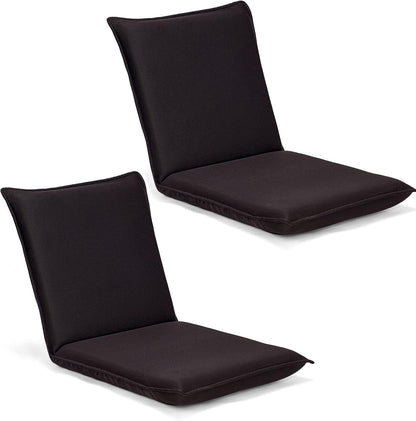 BestComfort Folding Floor Chair 6-Position Adjustable Meditation Chair Video Gaming Chair with Back Support for Reading TV Watching, Portable Floor Seat Lounge Sofa Chair for Kids Teens Adult, Coffee