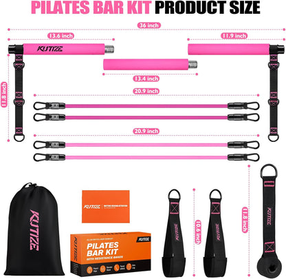 KUTIZE Pilates Bar Kit with Resistance Bands, Pilates Equipment, Multifunctional Pilates Bar for Women & Men, Pilates kit for Hip, Back, Arm, Full-Body Workouts, Home Gym Strength Training Equipment