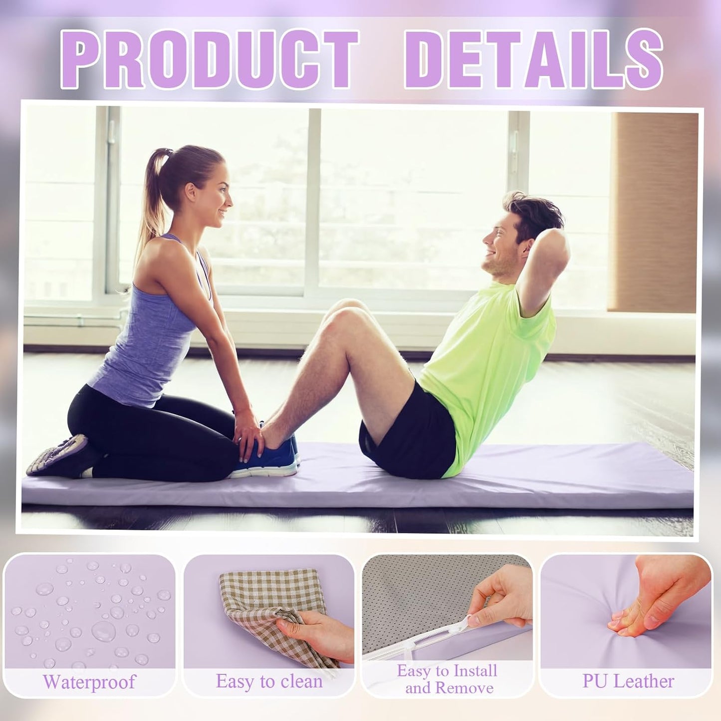Lyrow 2 Inch 72"x24" Thick Foldable Yoga Mat with Carry Strap, Non-slip Portable Foam Gym Mat for Yoga, Pilates and Stretching