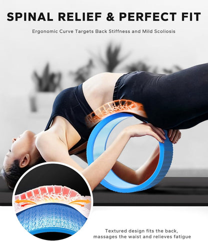 HAPBEAR Back Roller - Yoga Wheel Set with 26'' Exercise Ball – 12'' PP Inner Core Spine Alignment Tool for Back Pain Relief, Core Strength & Full-Body Workout, for Home Gym & Therapy – Pump Included